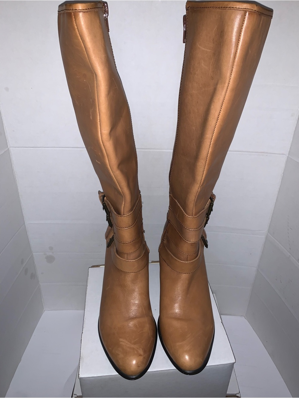 Ashro Tall Riding Boots in Cognac Brown